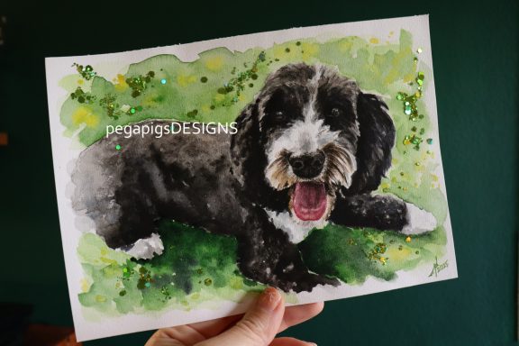 Watercolour dog portrait